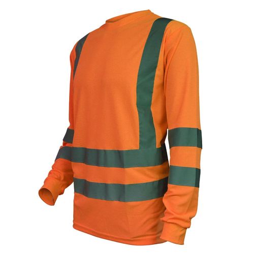Polera Activex Polo Dry Fit Naranja Fluor C/Reflect M/Larga UV